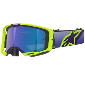 Ochelari motocross Alpinestars Vision 8 Corp galben-violet fluo cu lentilă albastră oglindită