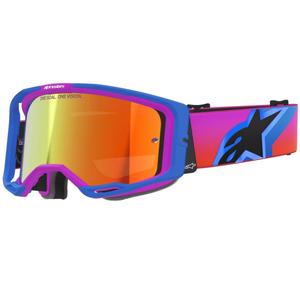 Ochelari de motocross Alpinestars Vision 8 Corp albastru-violet-portocaliu cu lentilă roșie oglindită