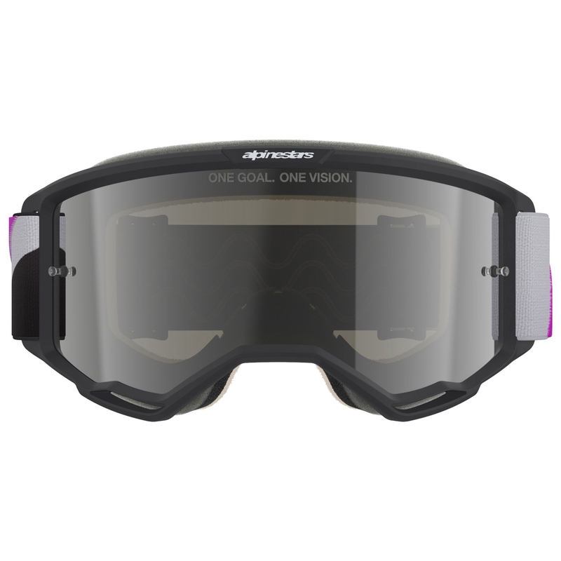 Ochelari motocross Alpinestars Vision 5 Corp negru-gri-violet-alb cu lentilă argintie oglindită