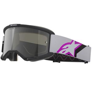Ochelari motocross Alpinestars Vision 5 Corp negru-gri-violet-alb cu lentilă argintie oglindită