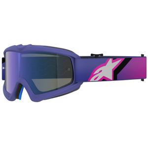 Ochelari motocross Alpinestars Vision Youth Corp pentru copii, violet-fluoro roz, cu lentilă albastră oglindită