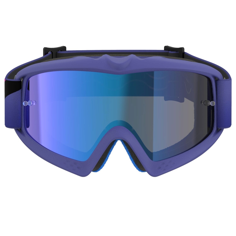 Ochelari motocross Alpinestars Vision Youth Corp pentru copii, violet-fluoro roz, cu lentilă albastră oglindită