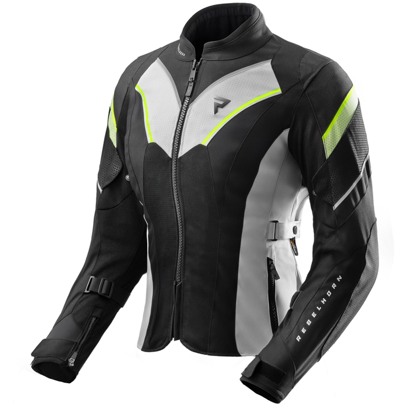 Geaca moto dama Rebelhorn Hiflow V negru-gri-galben fluo