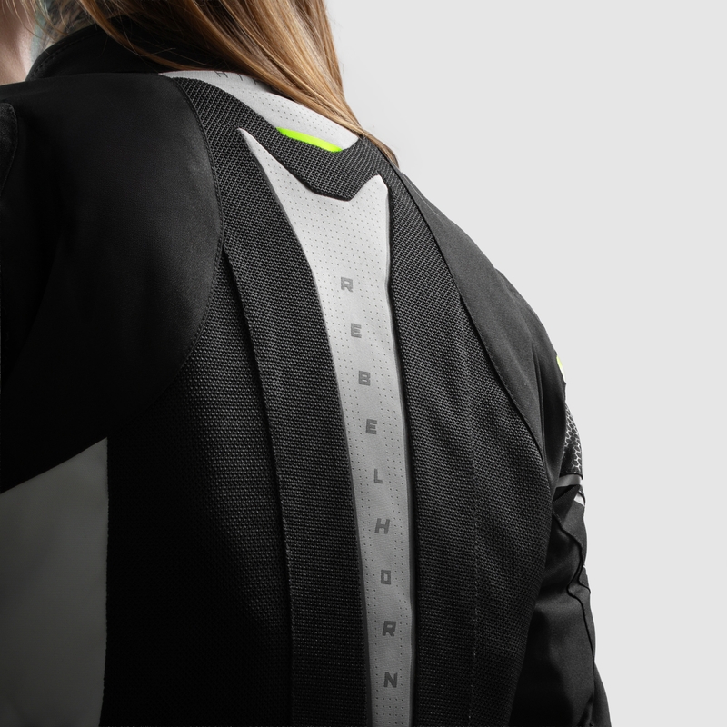 Geaca moto dama Rebelhorn Hiflow V negru-gri-galben fluo