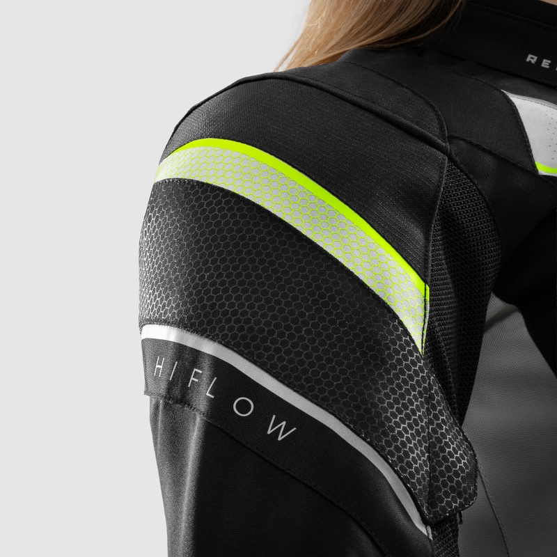 Geaca moto dama Rebelhorn Hiflow V negru-gri-galben fluo
