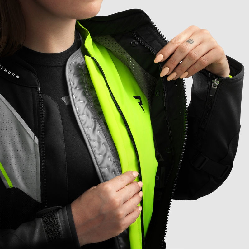 Geaca moto dama Rebelhorn Hiflow V negru-gri-galben fluo