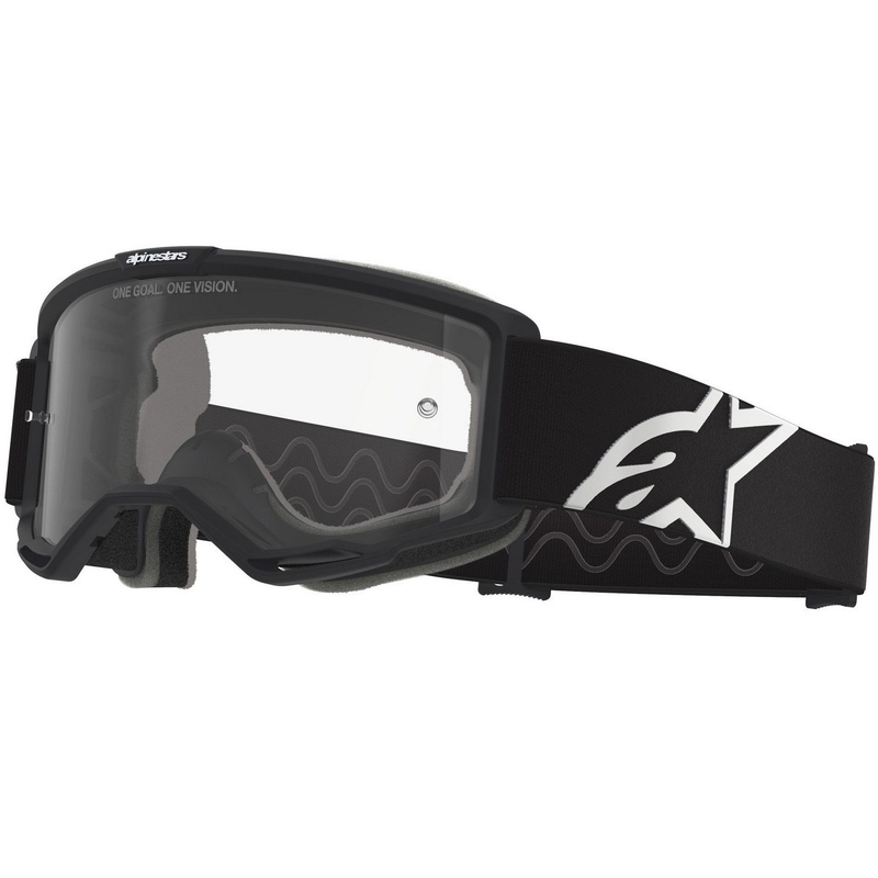 Ochelari motocross Alpinestars Vision OTG negru-alb cu lentilă transparentă
