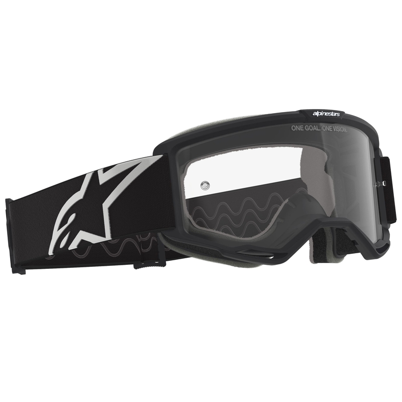 Ochelari motocross Alpinestars Vision OTG negru-alb cu lentilă transparentă