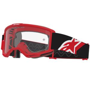 Ochelari de motocross Alpinestars Vision OTG roșu-negru-alb cu lentilă transparentă