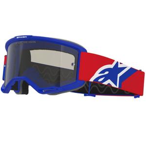 Ochelari motocross Alpinestars Vision Sand albastru-roșu-alb cu lentile fumurii închise