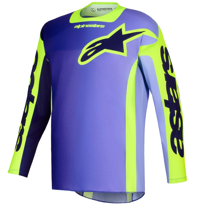 Tricou motocross Alpinestars Racer Portl violet-galben fluo