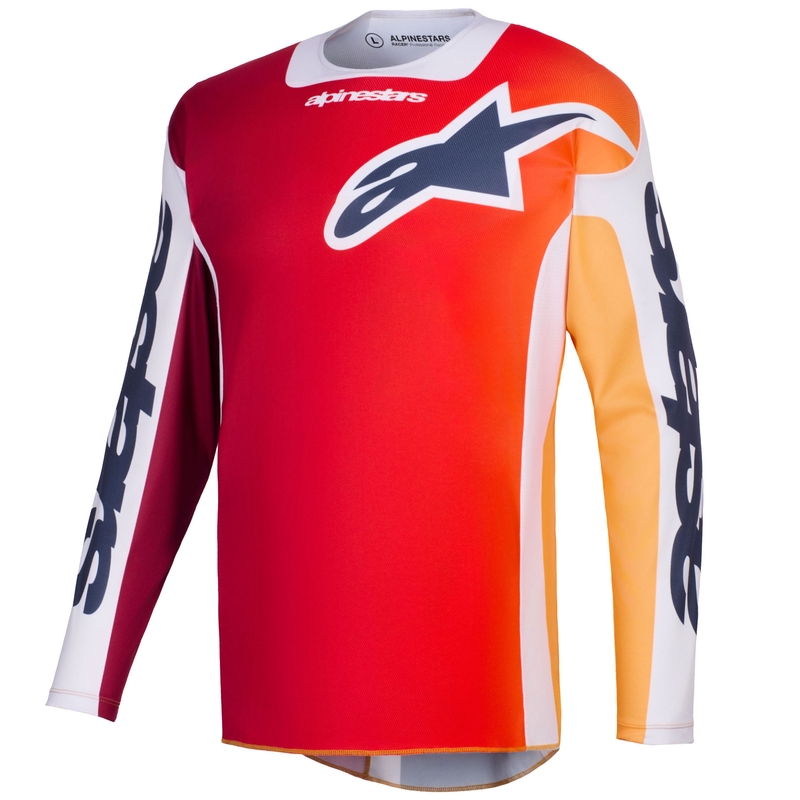 Tricou motocross Alpinestars Racer Portl roșu-portocaliu-gri deschis