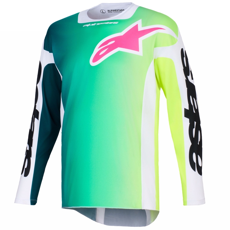 Tricou motocross Alpinestars Racer Portl verde-alb-negru
