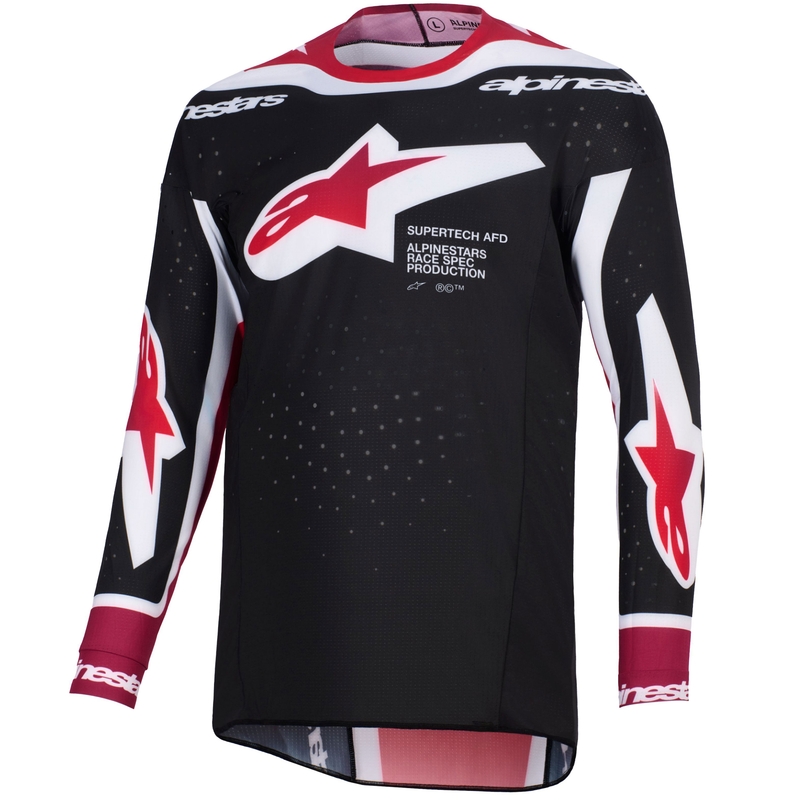 Tricou motocross Alpinestars Supertech Pro AFD Vista negru-roșu-alb