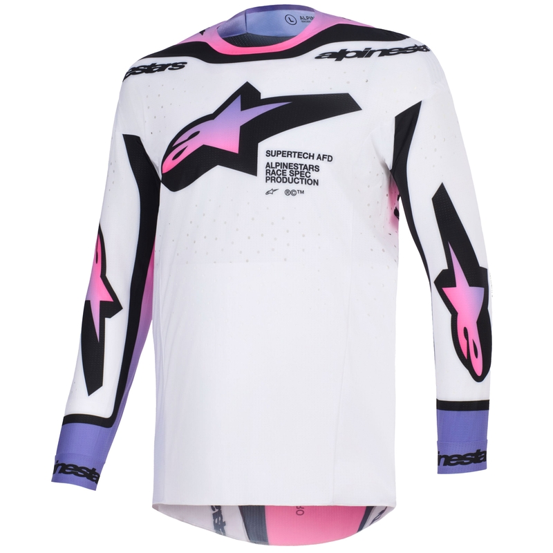 Tricou motocross Alpinestars Supertech Pro AFD Vista alb-violet-negru