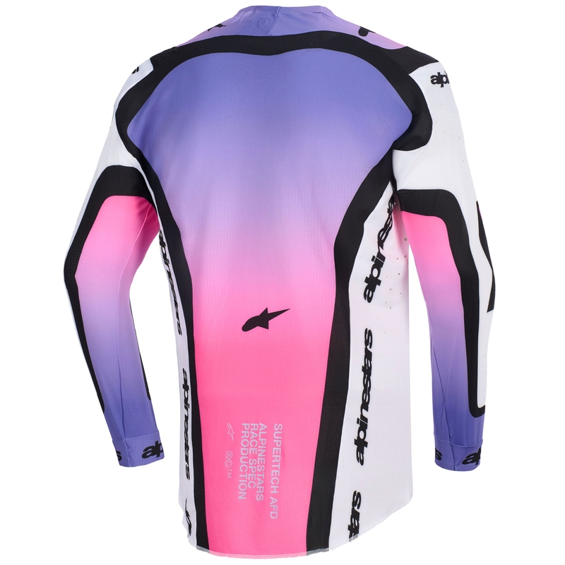 Tricou motocross Alpinestars Supertech Pro AFD Vista alb-violet-negru