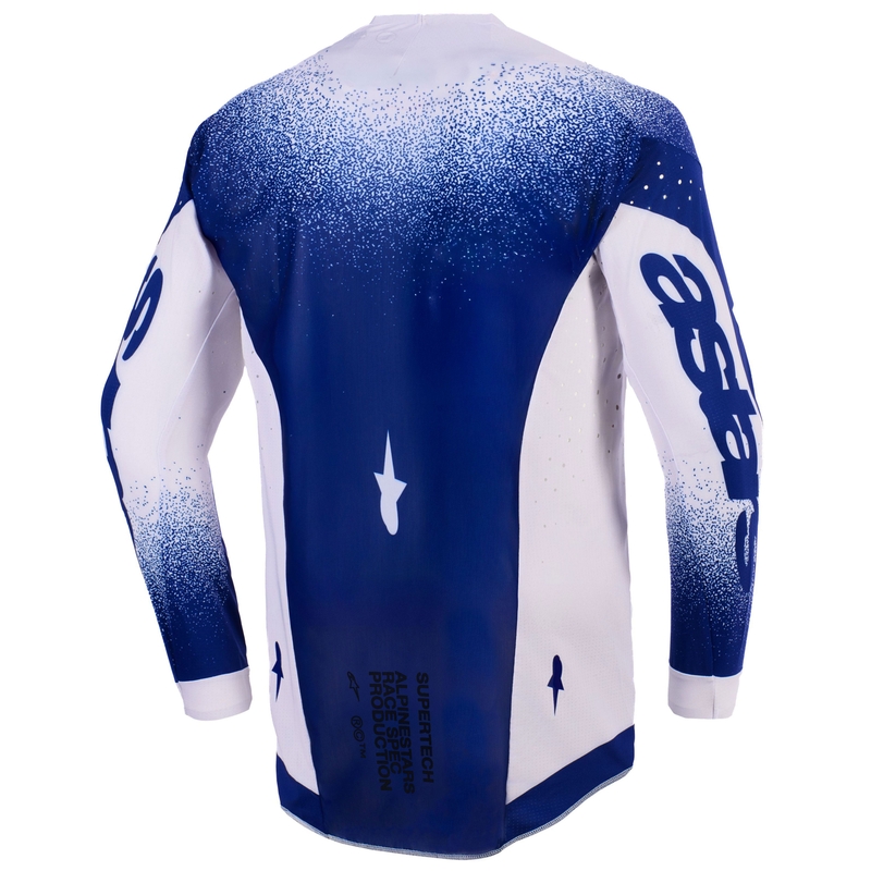 Tricou motocross Alpinestars Supertech Scenz gri deschis-albastru închis