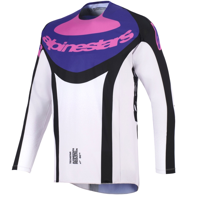 Tricou motocross Alpinestars Techstar Knif negru-gri deschis-violet
