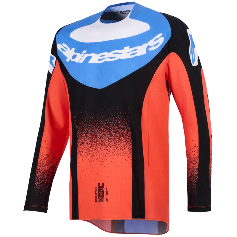 Tricou motocross Alpinestars Techstar Knif portocaliu-negru-albastru