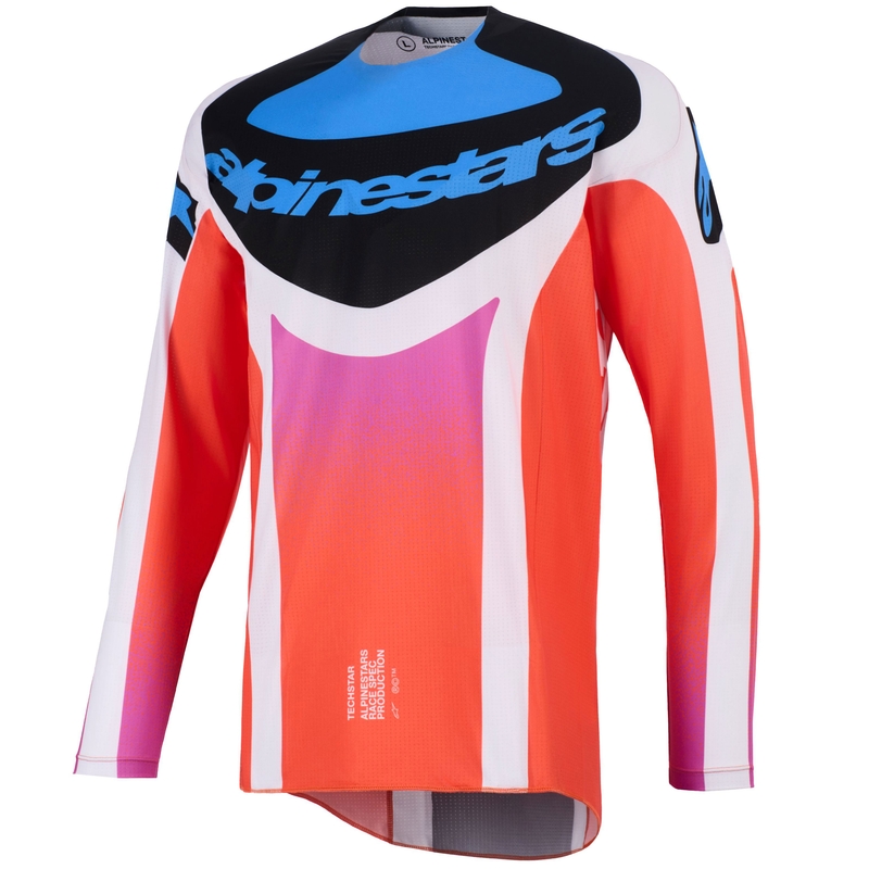 Tricou motocross Alpinestars Techstar Knif gri deschis-portocaliu fluo-negru