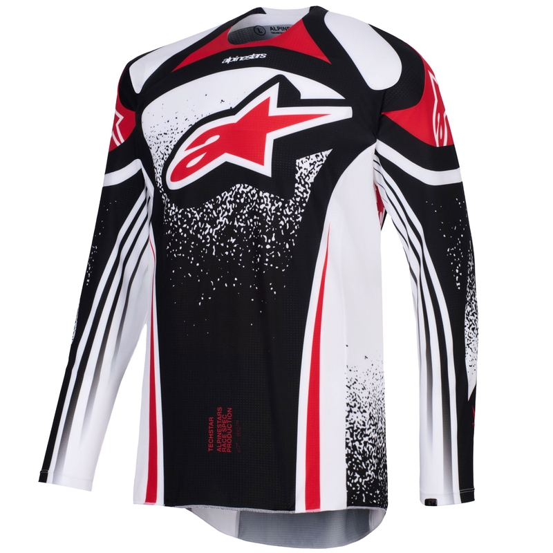 Tricou motocross Alpinestars Techstar Nomur negru-alb-roșu