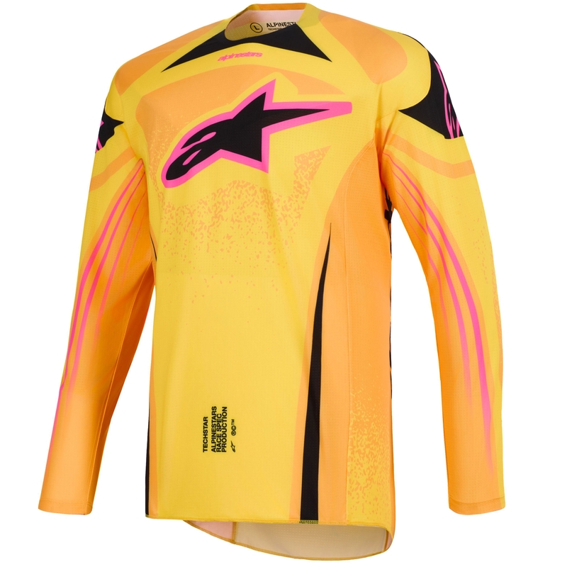 Tricou motocross Alpinestars Techstar Nomur portocaliu-galben-roz