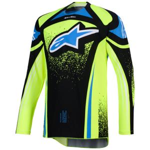 Tricou motocross Alpinestars Techstar Nomur albastru închis-galben fluo-albastru