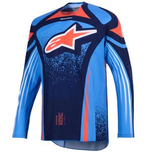 Tricou motocross Alpinestars Techstar Nomur albastru închis-portocaliu-albastru