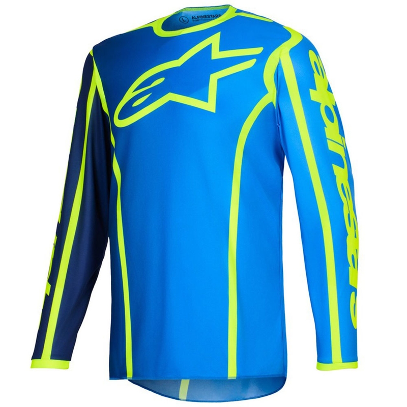 Tricou motocross Alpinestars Fluid Apex albastru-galben fluo
