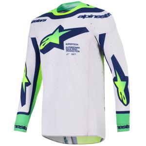 Tricou motocross Alpinestars Supertech Vista gri deschis-galben fluo-verde-albastru-roz