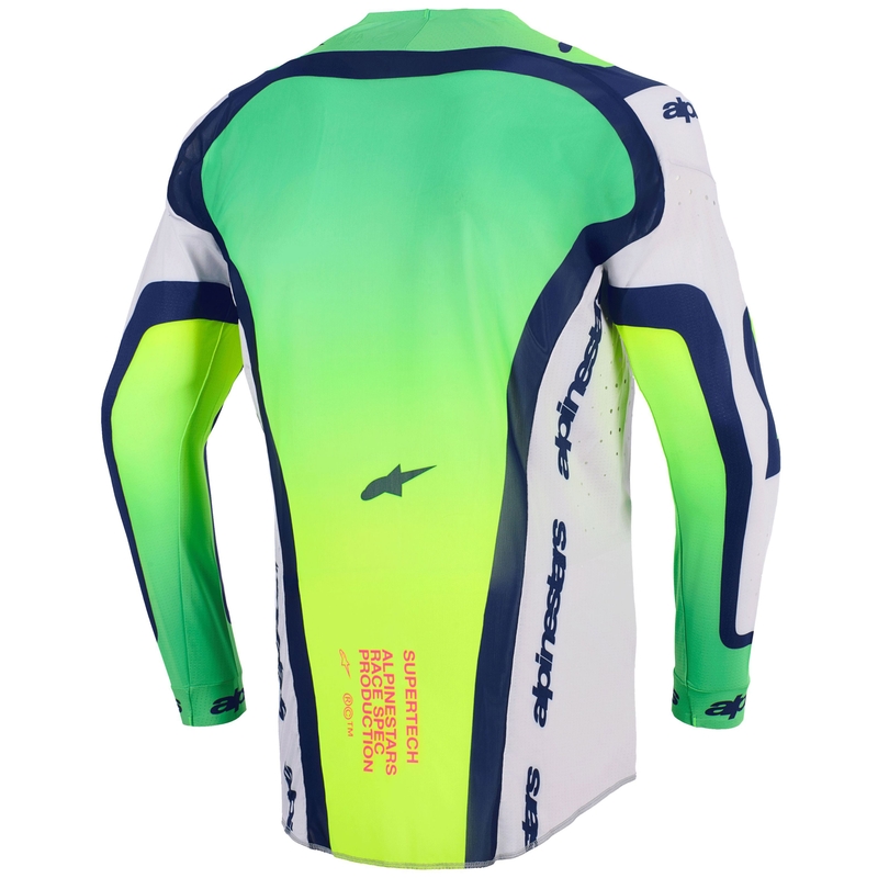 Tricou motocross Alpinestars Supertech Vista gri deschis-galben fluo-verde-albastru-roz