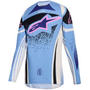 Tricou motocross Alpinestars Stella Techstar Nomur pentru femei, albastru deschis-alb-negru-roz