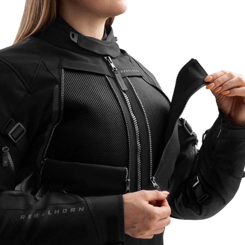 Geacă de motocicletă pentru femei Rebelhorn Hardy 3.0 neagră