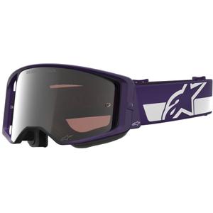 Ochelari motocross Alpinestars Supertech Vision Hunta96 XXV violet-alb cu plexiglas argintiu oglindă