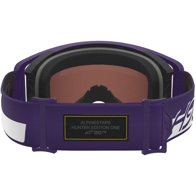 Ochelari motocross Alpinestars Supertech Vision Hunta96 XXV violet-alb cu plexiglas argintiu oglindă