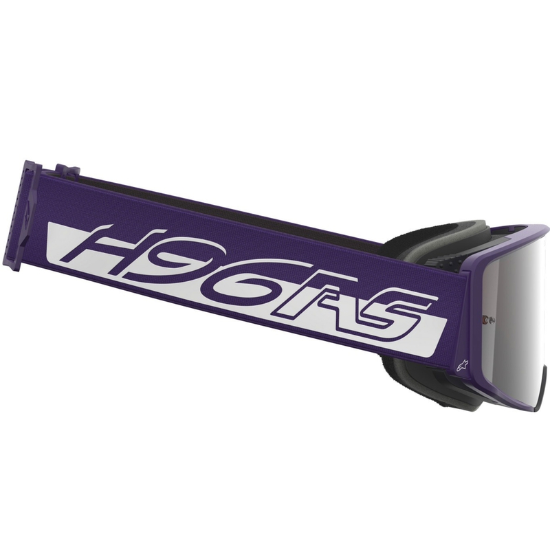 Ochelari motocross Alpinestars Supertech Vision Hunta96 XXV violet-alb cu plexiglas argintiu oglindă