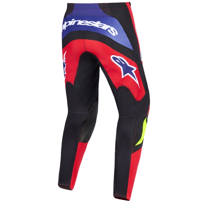 Pantaloni motocross Alpinestars Fluid Grid roșu-negru-violet-galben fluo