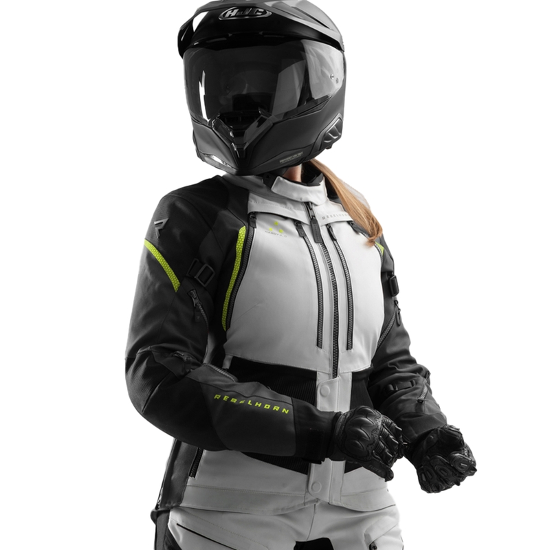 Geacă de motocicletă pentru femei Rebelhorn Hardy 3.0 negru-gri-galben fluo