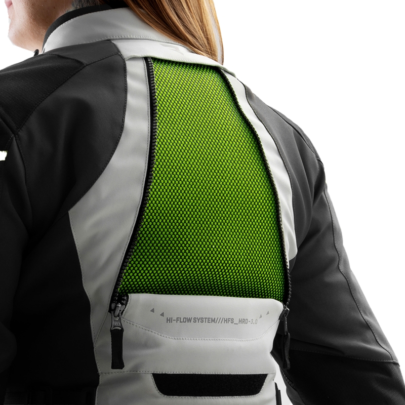 Geacă de motocicletă pentru femei Rebelhorn Hardy 3.0 negru-gri-galben fluo