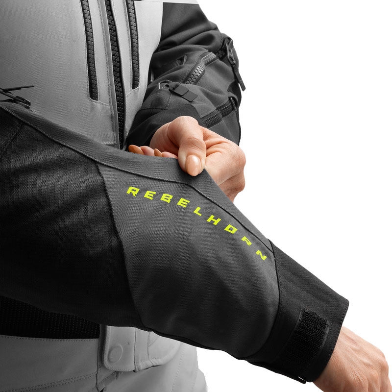 Geacă de motocicletă pentru femei Rebelhorn Hardy 3.0 negru-gri-galben fluo