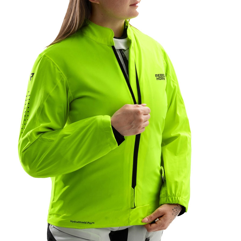 Geacă de motocicletă pentru femei Rebelhorn Hardy 3.0 negru-gri-galben fluo
