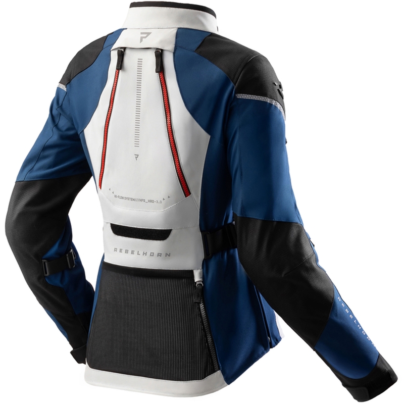 Geaca moto dama Rebelhorn Hardy 3.0 albastru-gri-rosu