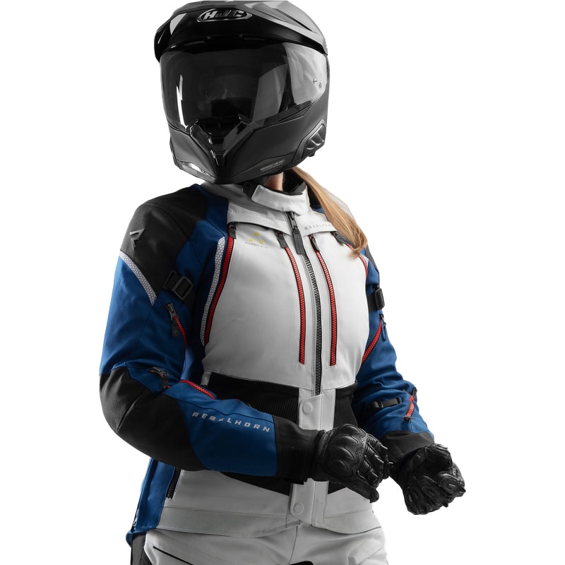 Geaca moto dama Rebelhorn Hardy 3.0 albastru-gri-rosu