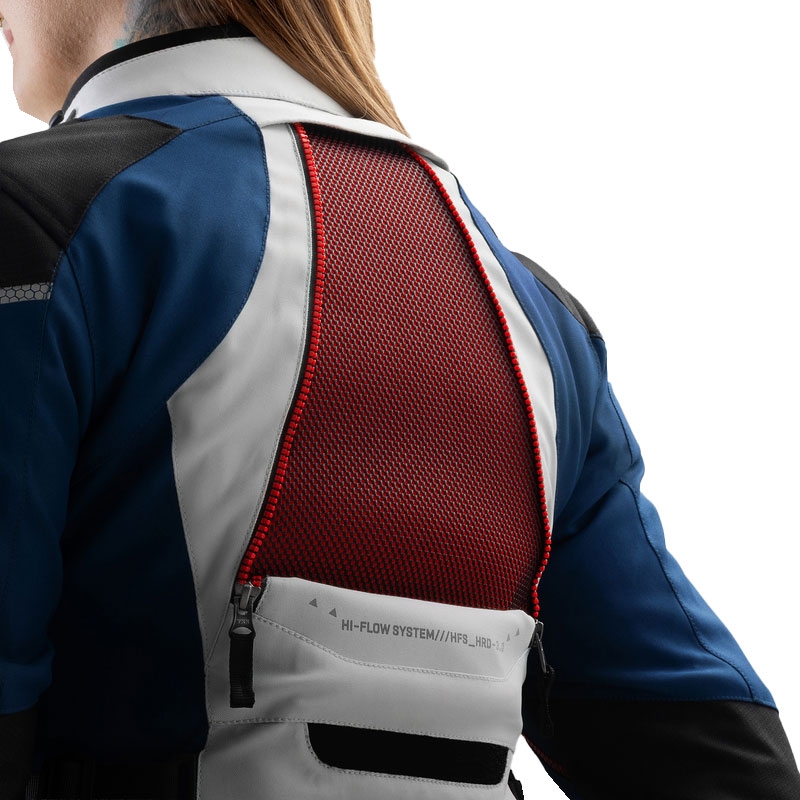 Geaca moto dama Rebelhorn Hardy 3.0 albastru-gri-rosu
