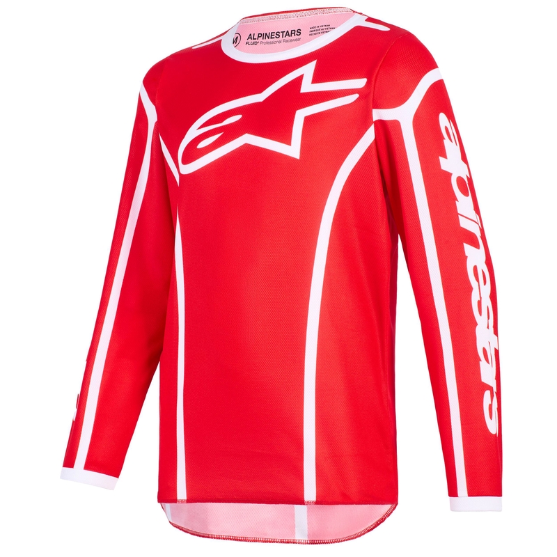 Tricou motocross Alpinestars Fluid Apex pentru copii roșu-alb