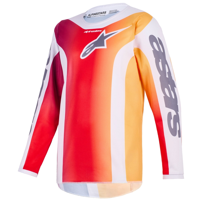 Tricou motocross Alpinestars Fluid Portl copii roșu-portocaliu-gri deschis