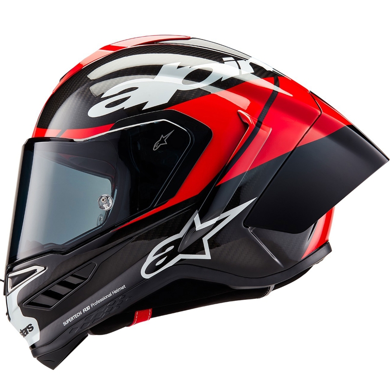Cască integrală de motocicletă Alpinestars Supertech R-10 Element carbon fluo roșu-alb