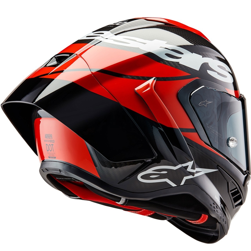 Cască integrală de motocicletă Alpinestars Supertech R-10 Element carbon fluo roșu-alb