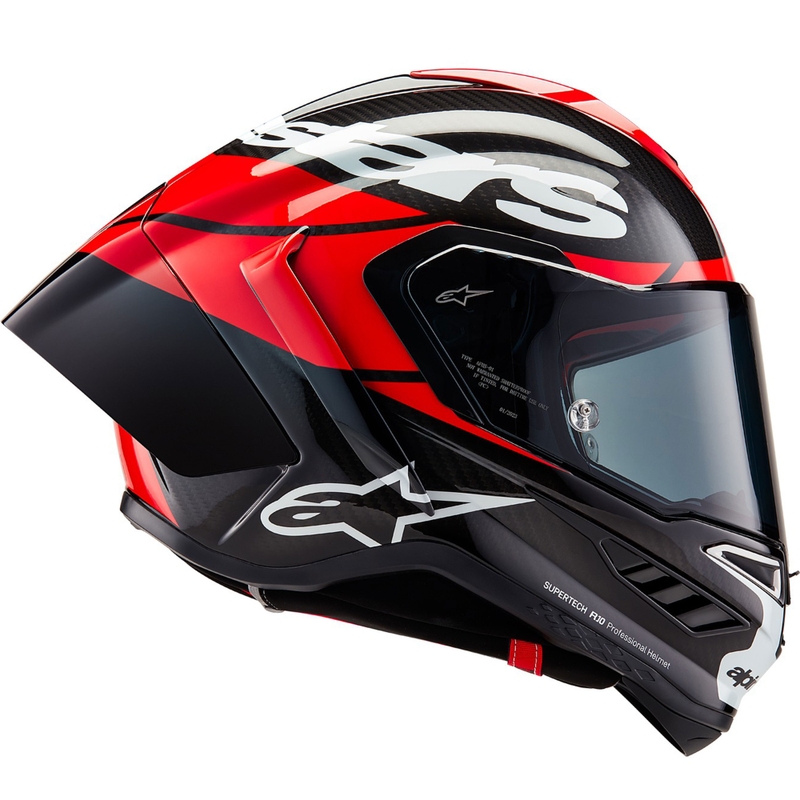 Cască integrală de motocicletă Alpinestars Supertech R-10 Element carbon fluo roșu-alb