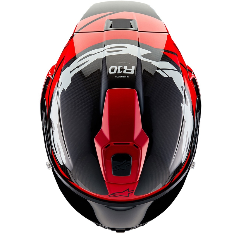 Cască integrală de motocicletă Alpinestars Supertech R-10 Element carbon fluo roșu-alb